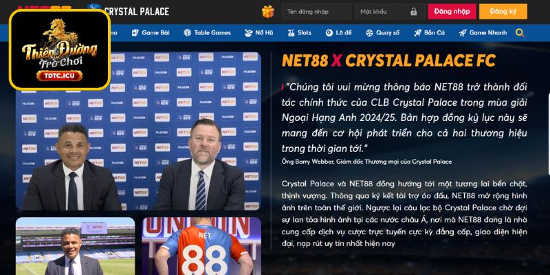 Thỏa Thuận Tài Trợ Giữa NET88 Và Crystal Palace: Lợi Ích Đôi Bên Và Tầm Nhìn Tương Lai 3 Hợp tác trong đào tạo trẻ và phát triển cộng đồng